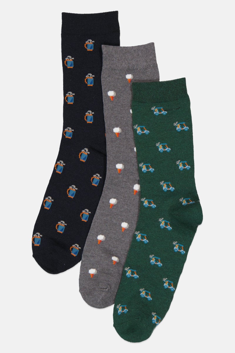 The Orrsum Sock Co Men 3 Pack Graphic Print Golf Cart Socks, Multicolor - Image 1